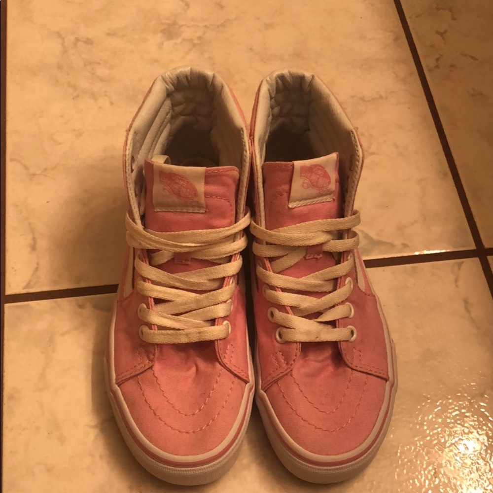 Baby pink high-top Vans